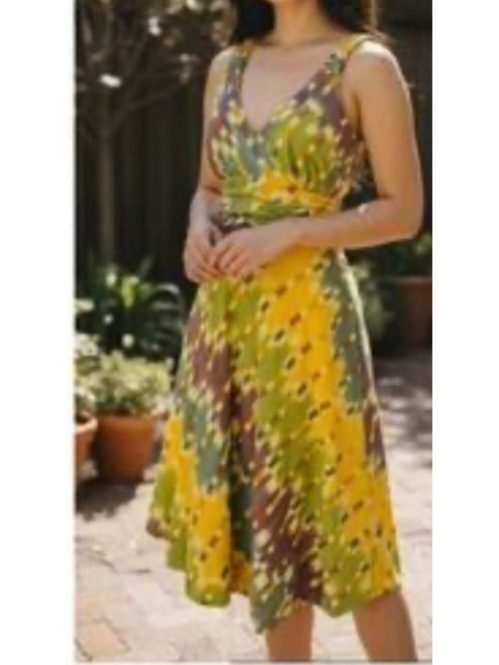 Vintage Y2K Marc by Jacobs Orange Marmalade Madras V Neck Midi Sun Dress Size 8